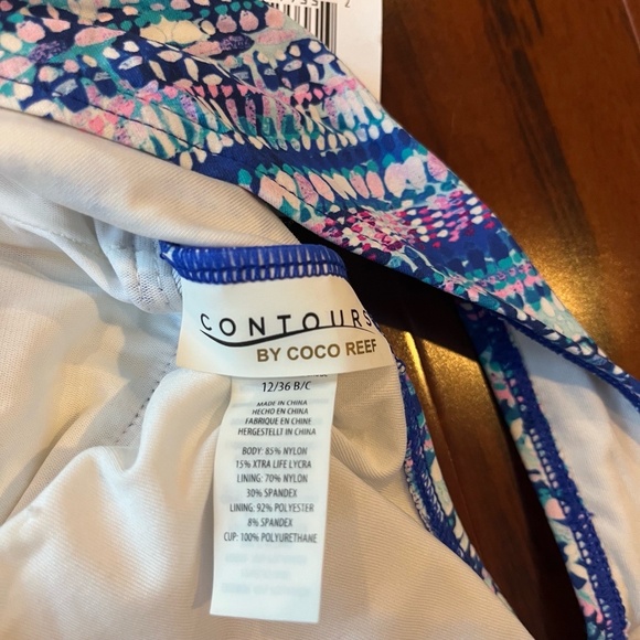 New NWT Contours By Coco Reef Swimsuit Ultra Blue Purple One Piece Sz 12 / 36B C - Picture 5 of 5